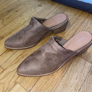 Tan Suede Heeled Mules